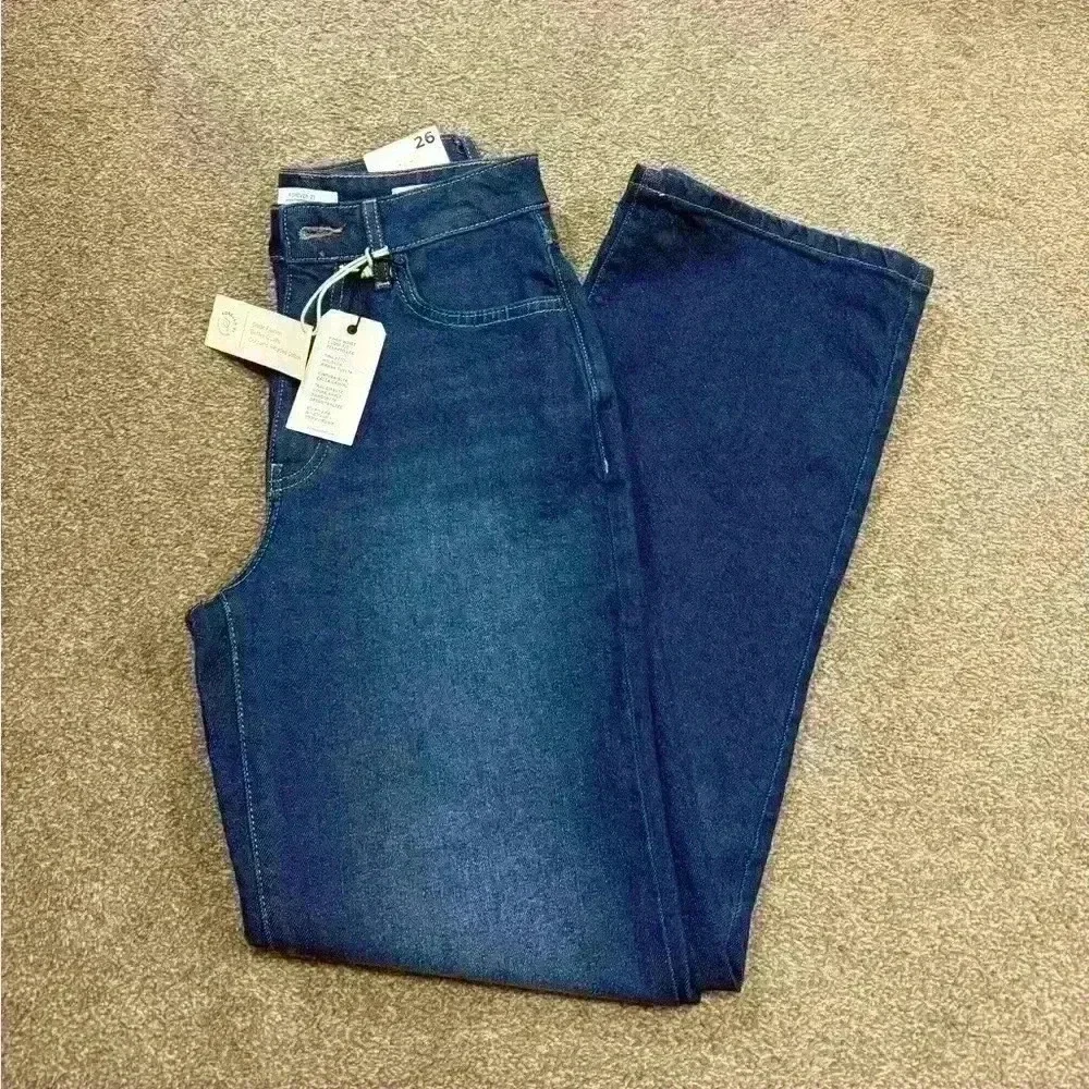 NWT Forever 21 Pinch Waist Loose Fit Relaxed Leg Dark Wash size 26 - Picture 5 of 6